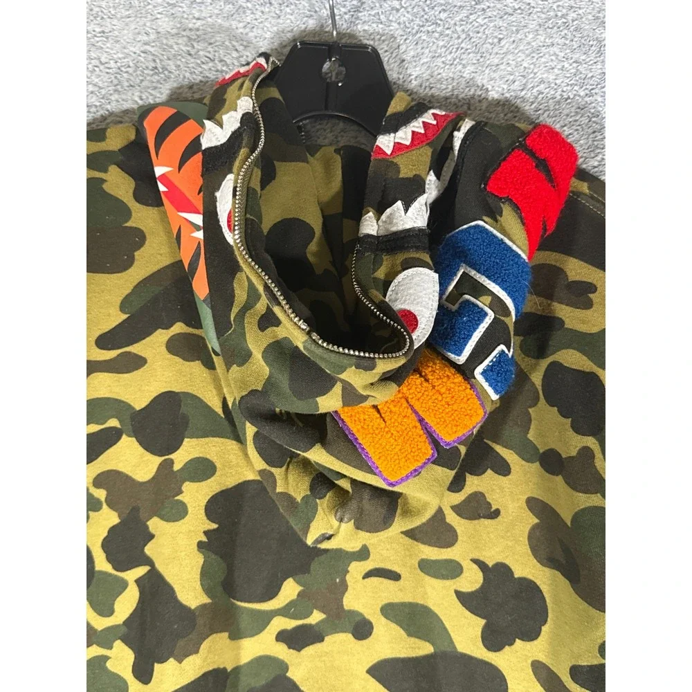 A Bathing Ape BAPE 1st Camo Shark Full Zip Hoodie Green XL Streetwear - Picture 10 of 16